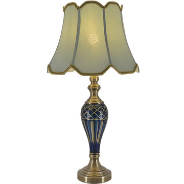 Piatunnia Art Deco Fluted Glass Table Lamp 28" - Cobalt Blue/Light Green