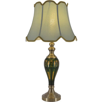 Piatunnia Art Deco Fluted Glass Table Lamp 28" - Emerald Green/Light Green