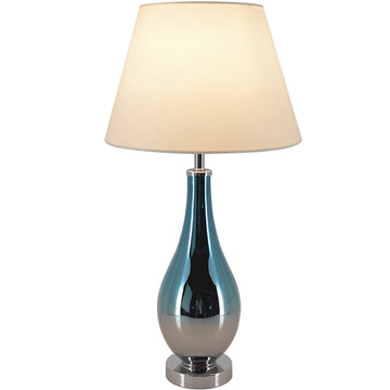Lola Ombre Droplet Glass Table Lamp 28" - Blue Chrome Ombre/Crème