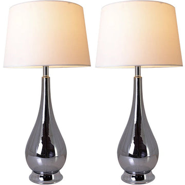 Lola Big Translucent Ombre Glass Table Lamp 30" - Chrome Ombre/White (Set of 2)