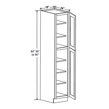 Wall Pantry Cabinet - 18W x 84H x 24D - Grey Shaker Cabinet - RTA