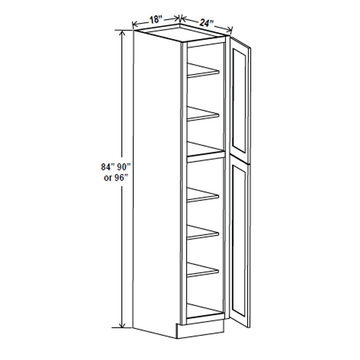 Wall Pantry Cabinet - 18W x 90H x 24D - Grey Shaker Cabinet - RTA