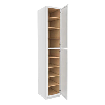Wall Pantry Cabinet - 18W x 96H x 24D - Aria White Shaker