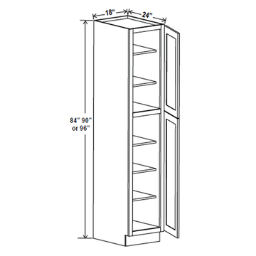 Wall Pantry Cabinet - 18W x 96H x 24D - Grey Shaker Cabinet - RTA