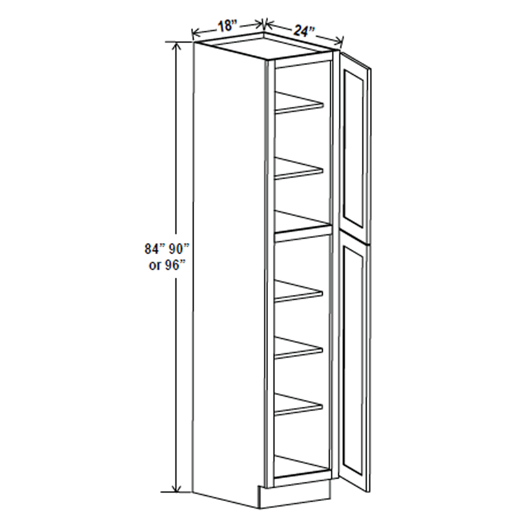 Wall Pantry Cabinet - 18W x 96H x 24D - Aria Shaker Espresso