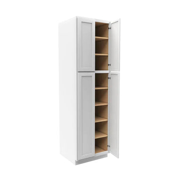 Wall Pantry Cabinet - 24W x 84H x 24D - Aria White Shaker - RTA