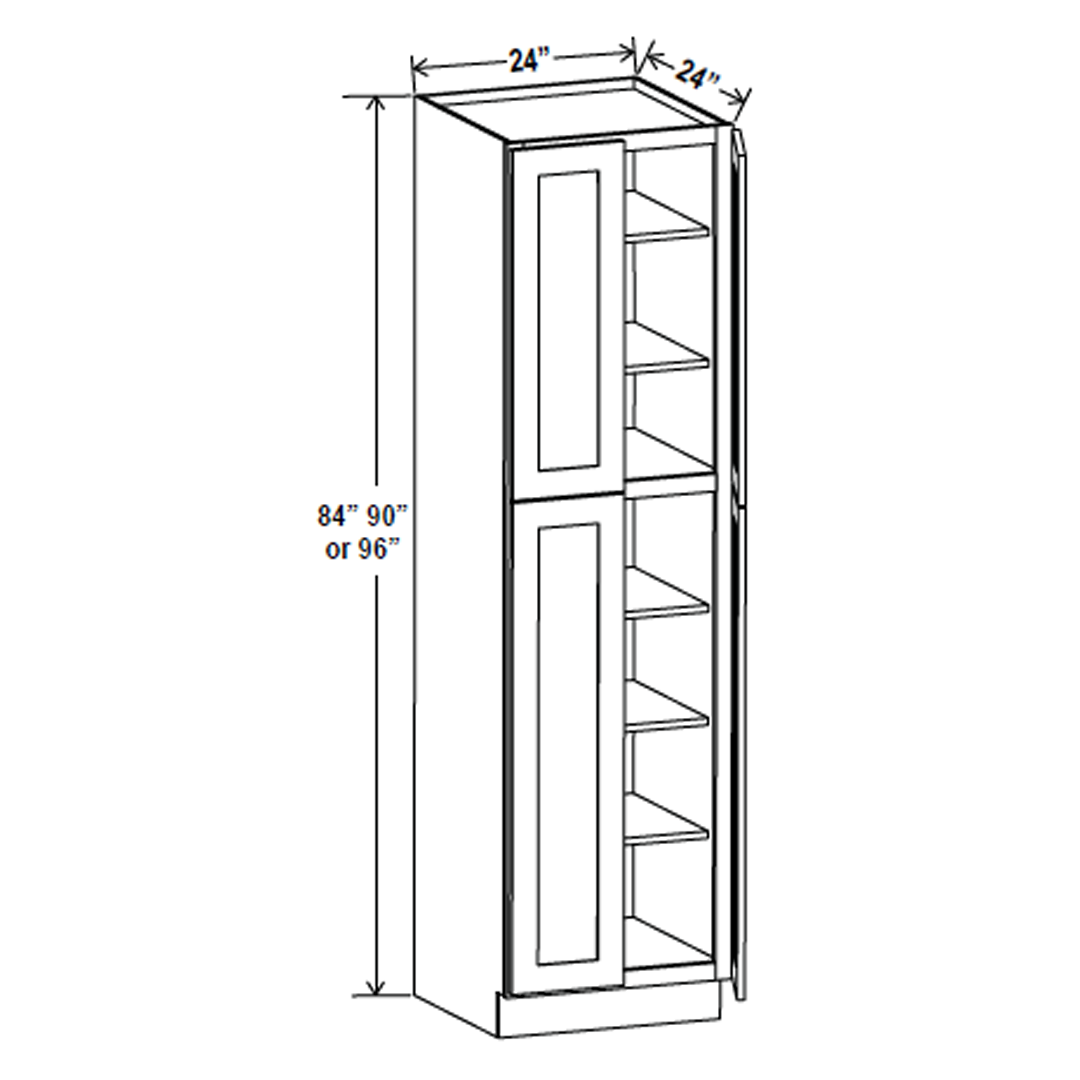 Wall Pantry Cabinet - 24W x 84H x 24D -Charleston White - RTA