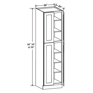 Wall Pantry Cabinet - 24W x 84H x 24D - Blue Shaker Cabinet - RTA