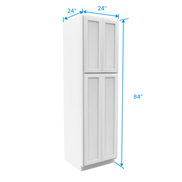 Wall Pantry Cabinet - 24W x 84H x 24D - Aria White Shaker