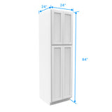 Wall Pantry Cabinet - 24W x 84H x 24D - Aria White Shaker - RTA