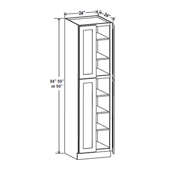 Wall Pantry Cabinet - 24W x 90H x 24D - Blue Shaker Cabinet - RTA