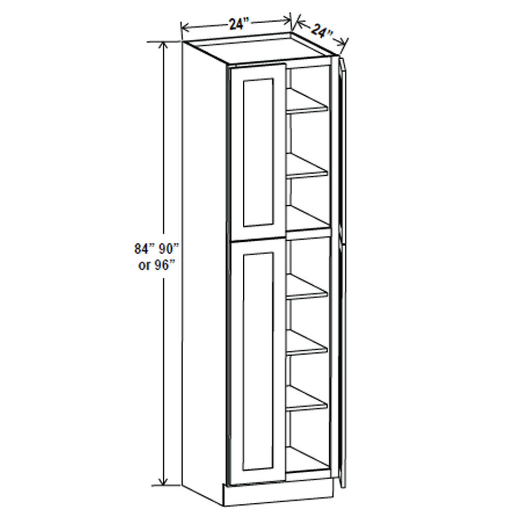 Wall Pantry Cabinet - 24W x 96H x 24D -Charleston White