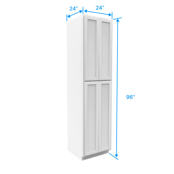 Wall Pantry Cabinet - 24W x 96H x 24D - Aria White Shaker - RTA