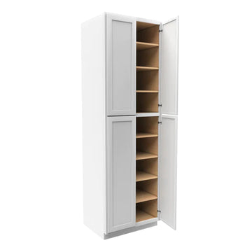 Wall Pantry Cabinet - 30W x 96H x 24D - Aria White Shaker - RTA