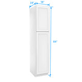 Wall Pantry Cabinet - 18W x 84H x 24D - Aria White Shaker - RTA