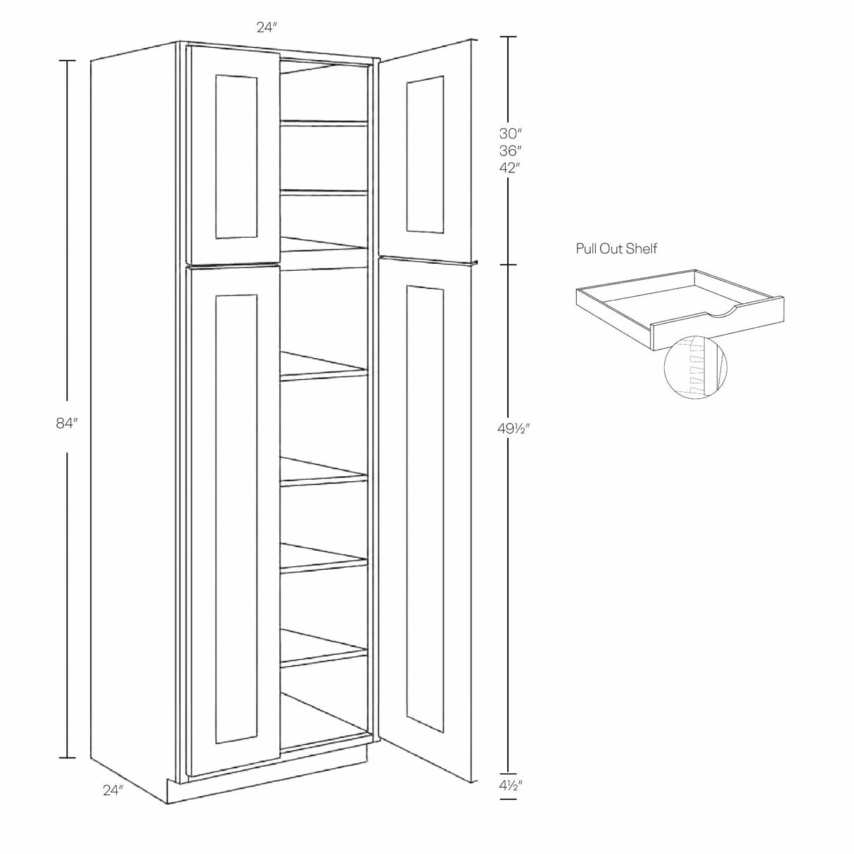 RTA - Elegant White - Double Door Utility Cabinet | 24"W x 84"H x 24"D