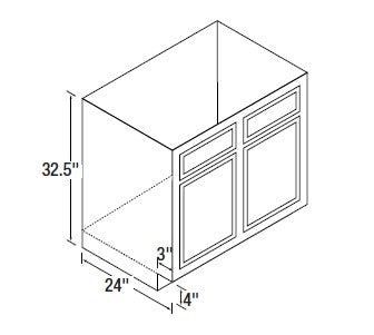 36 inch Wide ADA Sink Cabinet - Dwhite Shaker - 36 Inch W x 32.5 Inch H x 24 Inch D