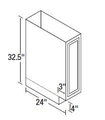 9 inch Wide ADA Tray Cabinets - Dwhite Shaker - 9 Inch W x 32.5 Inch H x 24 Inch D