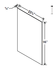 Tall Skin Veneer Panel - 23 1/4 W x 96H x 1/4D - Aria White Shaker - RTA