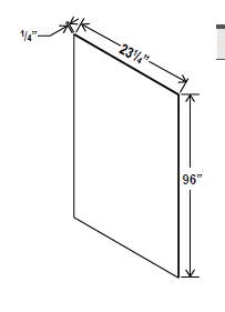 Tall Skin Veneer Panel - 23 1/4 W x 96H x 1/4D - Aspen Charcoal Grey - RTA
