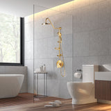 Rain Shower System W/ 8" Showerhead - 36.25"H X 8"W X 23.75"D - Brass - Adjustable Brass Slider - Surface Mounted Shower Systems