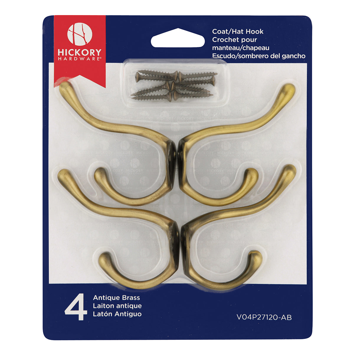 Double Coat Hooks 5/8 Inch Center to Center (4 Pack) - Hickory Hardware