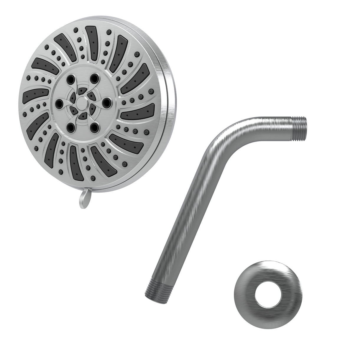 Rain Shower 6-Settings, Soft Self-Cleaning Nozzles, ABS Ball Joint With Stainless Steel Shower Arm