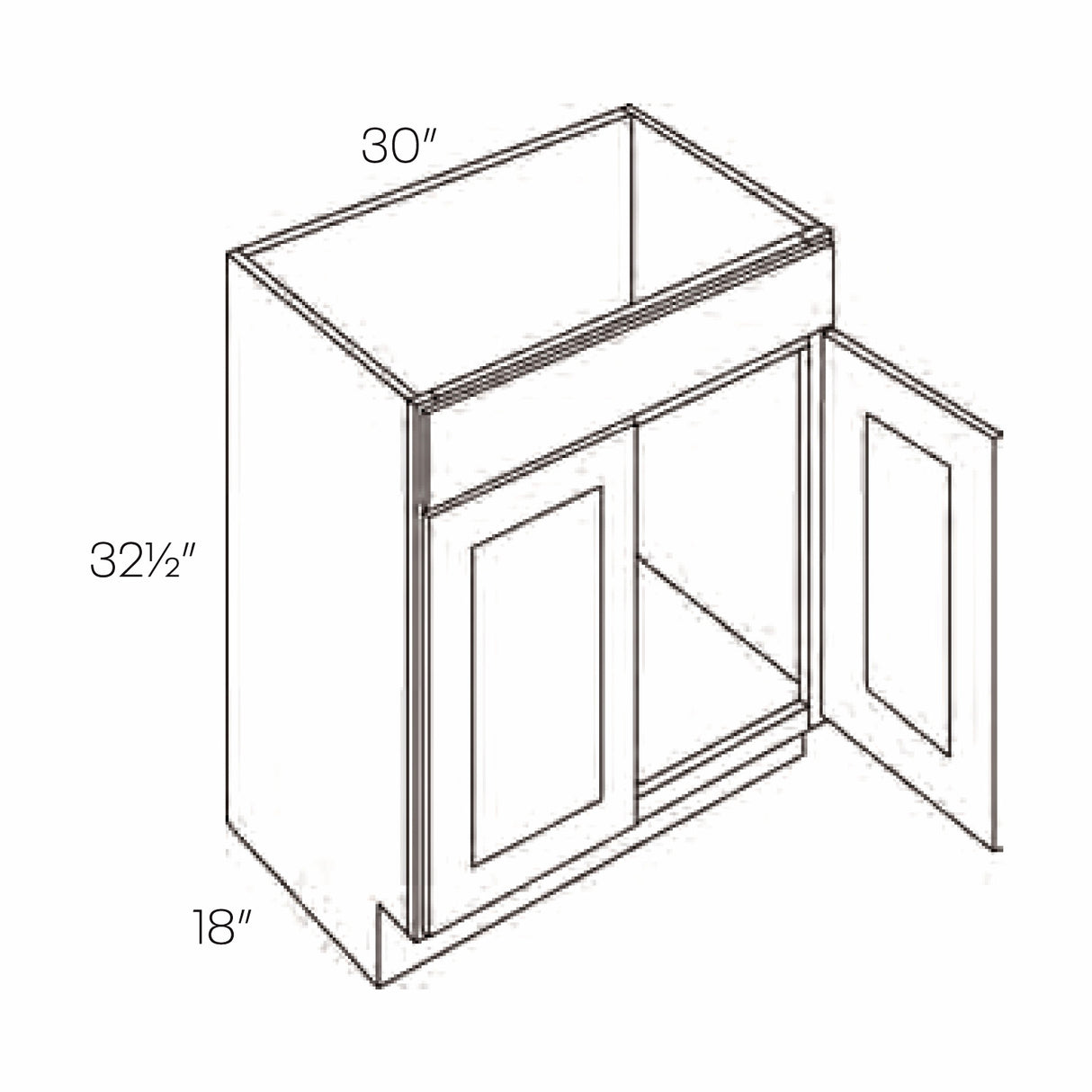 RTA - Country Oak - Double Door Vanity Cabinet | 30"W x 32.5"H x 18"D