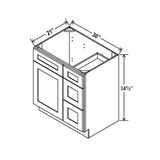 Vanity Sink Base - 30W x 34 1/2 x 21D - 1D, 3 Right DRW - Blue Shaker Cabinet