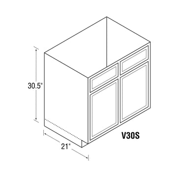 30.5 Inch High Vanity Cabinet - Chadwood Shaker - 30 Inch W x 30.5 Inch H x 21 Inch D