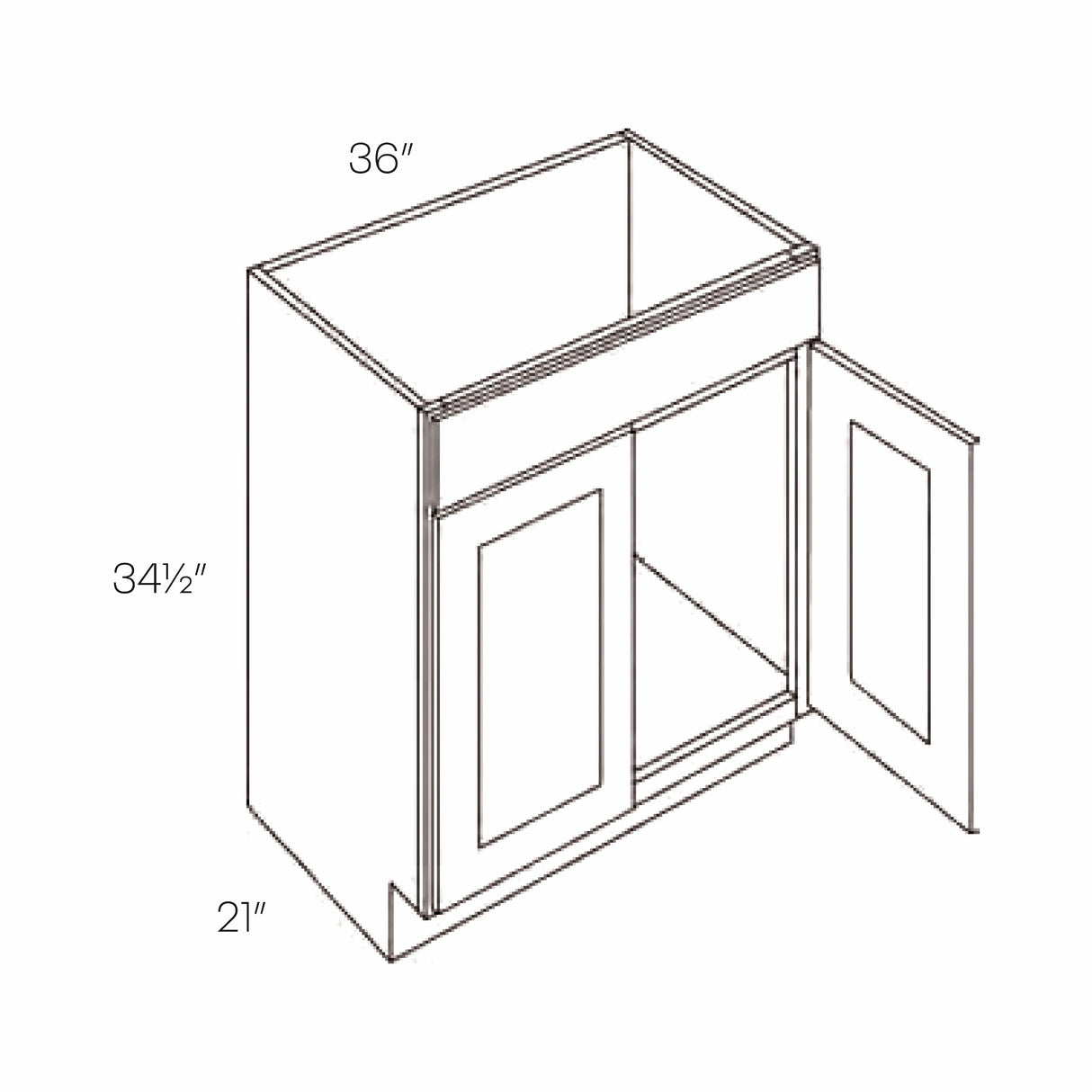 RTA - Park Avenue White - 36"W x 34.5"H x 21"D - Vanity Base Cabinet