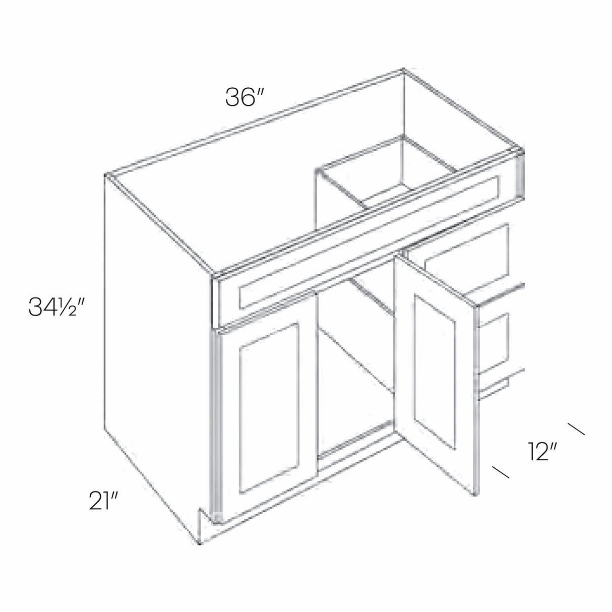 RTA - Park Avenue White - 36"W x 34.5"H x 21"D - Vanity Base Cabinet - Left Drawers