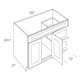 RTA - Park Avenue White - 36"W x 34.5"H x 21"D - Vanity Base Cabinet - Left Drawers