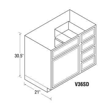 30.5 Inch High Vanity Cabinet - Chadwood Shaker - 36 Inch W x 30.5 Inch H x 21 Inch D