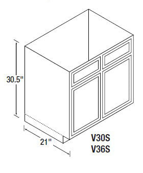 30.5 Inch High Vanity Cabinet - Chadwood Shaker - 36 Inch W x 30.5 Inch H x 21 Inch D