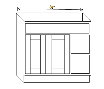 Vanity Sink Base - 36W x 34 1/2 x 21D - 1D, 2 Left DRW - Blue Shaker Cabinet