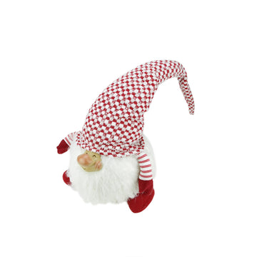 14.75" Red and White "Chipper Chester" Sitting Chubby Santa Gnome Table Top Christmas Figure