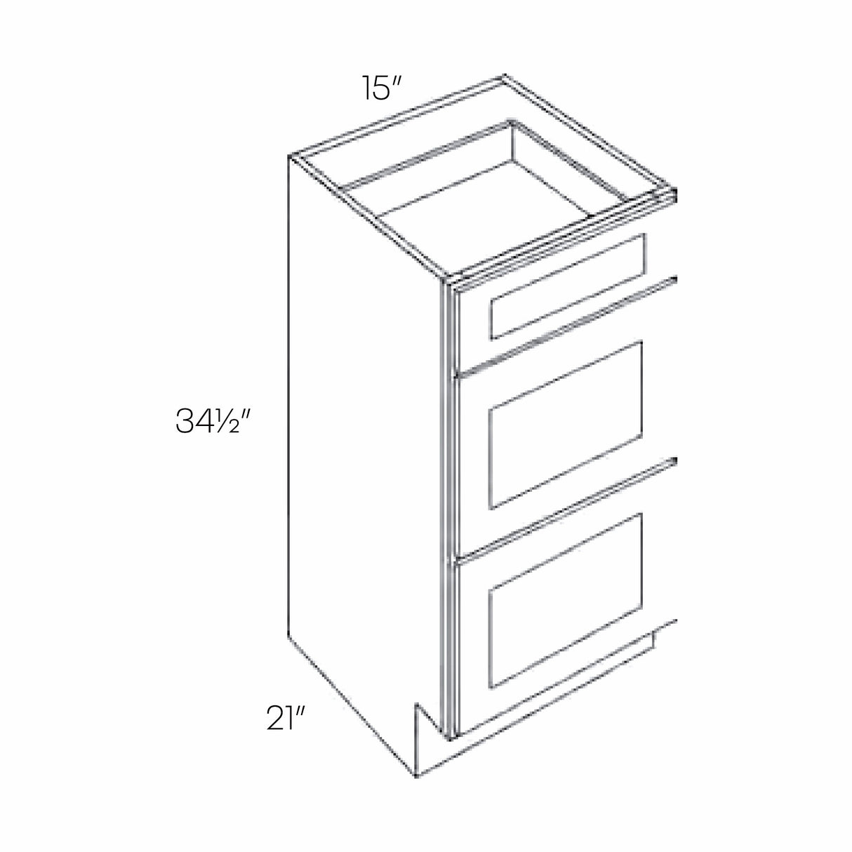 RTA - Park Avenue White - 15"W x 34.5"H x 21"D - Vanity Drawer Base Cabinet