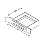 Knee Drawer - 36W x 7H x 21D - Grey Shaker Cabinet - RTA