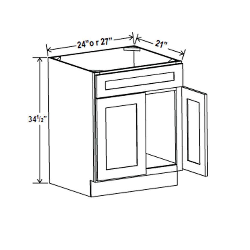 Vanity Sink Base Cabinet - 24W x 34 1/2H x 21D - Charleston Saddle