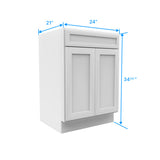 Vanity Sink Base Cabinet - 24W x 34 1/2H x 21D - Aria White Shaker