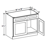 Vanity Sink Base Cabinet - 30W x 34 1/2H x 21D -Charleston White - RTA