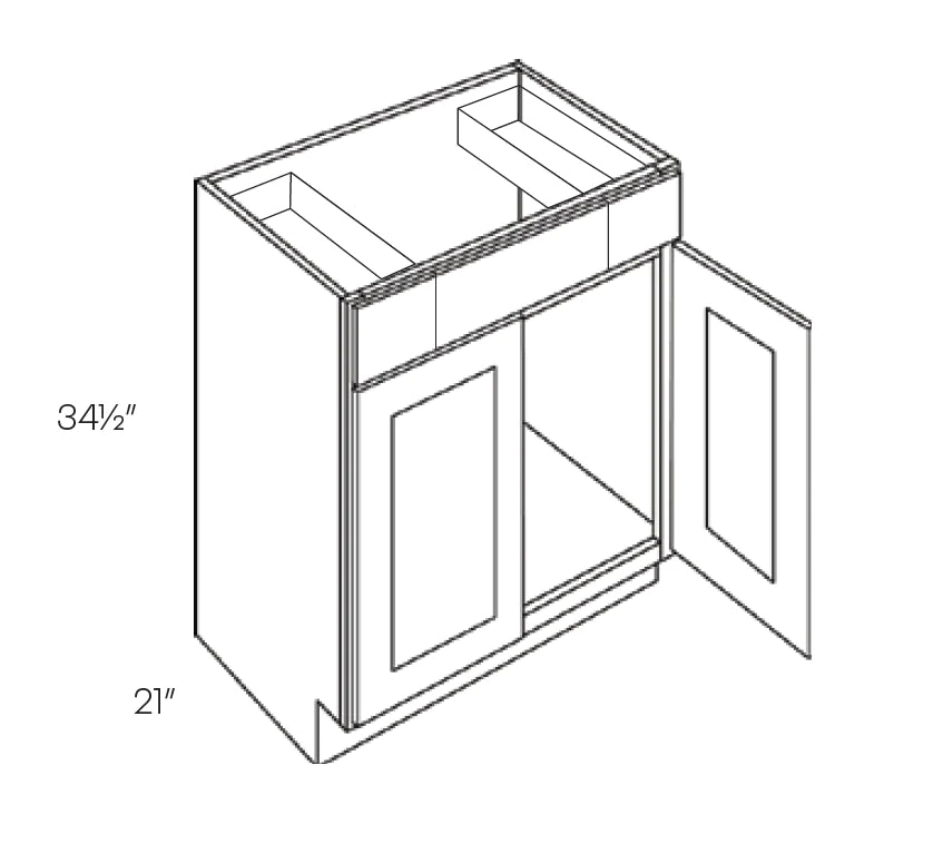 Luxor White - 2 Drawer Vanity Cabinet | 36"W x 34.5"H x 21"D