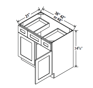 Vanity Sink Drawer Base Cabinet - 36W x 34 1/2H x 21D - 2 DRW, 2D - Aria White Shaker - RTA