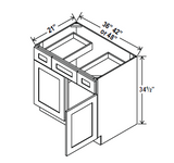 Vanity Sink Drawer Base Cabinet - 36W x 34 1/2H x 21D - 2 DRW, 2D - Aspen Charcoal Grey