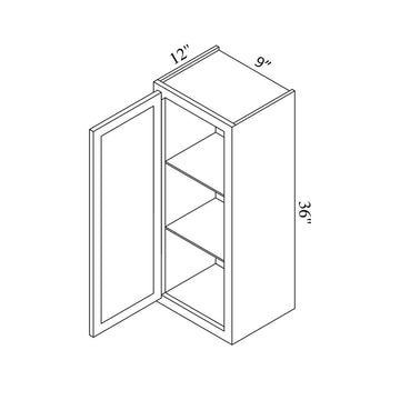Kitchen Wall Cabinet - Prescott - Single Door Wall Cabinet | 9"W x 36"H x 12"D