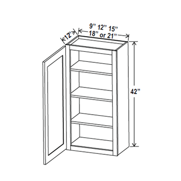 42 inch Wall Cabinet - 09W x 42H x 12D -Charleston White