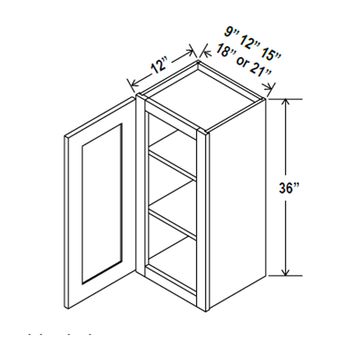 36 inch Wall Cabinet - 12W x 36H x 12D - Aria Shaker Espresso - RTA