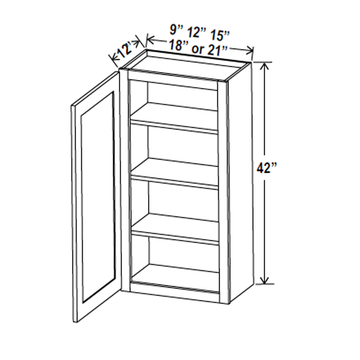 42 inch Wall Cabinet - 12W x 42H x 12D - Aspen Charcoal Grey - RTA