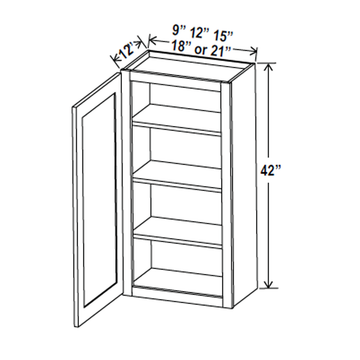 42 inch Wall Cabinet - 15W x 42H x 12D - Charleston Saddle - RTA